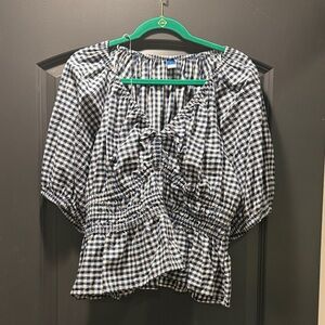 Old Navy Navy and White Checkered Blouse